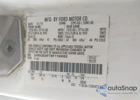 2015 Ford Transit Connect Xlt from USA, damaged, VIN NM0GE9F78F1199582